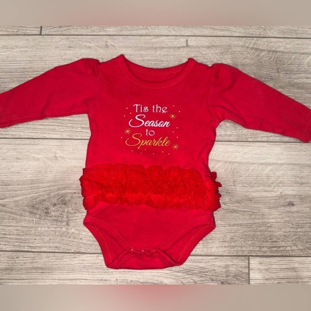 Red Christmas Festive Kids One Piece with Tutu